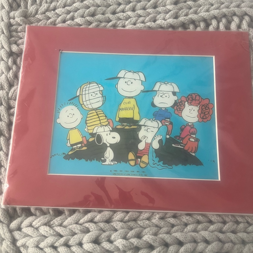 Peanuts Cartoon Print with Red Frame